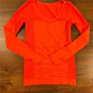 Athleta Bright Orange Seamless Long Sleeve Top